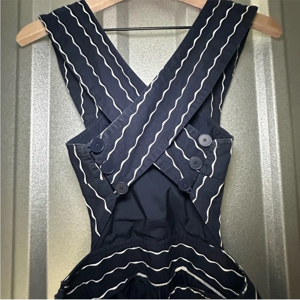 Maeve Anthropologie Derby Day Nautical Pinafore Navy Stripe Wide Leg Jumpsuit 14 - Picture 12 of 14
